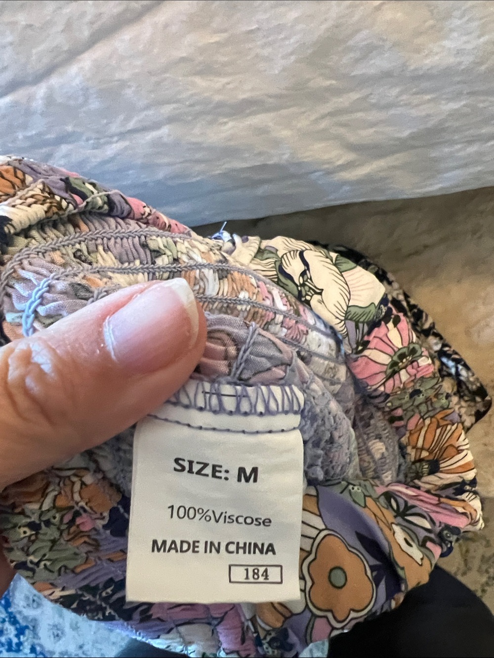 Two Smocked Floral Wide-Leg Jumpsuit - Black Floral / Multicolor Floral - Picture 7 of 7